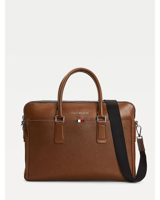 Tommy Hilfiger TH Business schmale Laptop-Tasche aus Leder in Brown für Herren