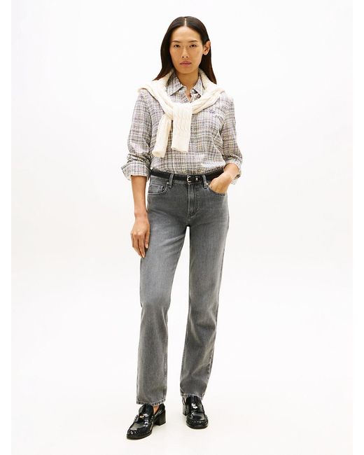 Tommy Hilfiger White Whiskered Mid Rise Straight Leg Jeans