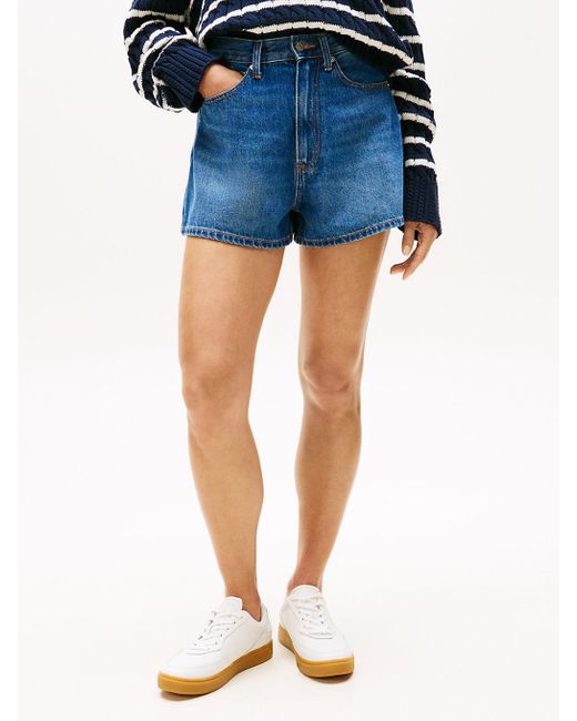 Tommy Hilfiger Blue High Rise Flared Denim Shorts