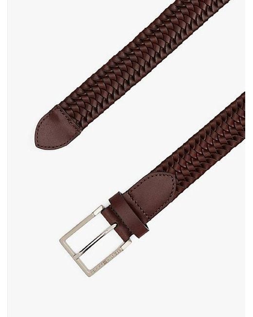 Tommy Hilfiger Gevlochten Riem Met Vierkante Gesp in het Brown voor heren