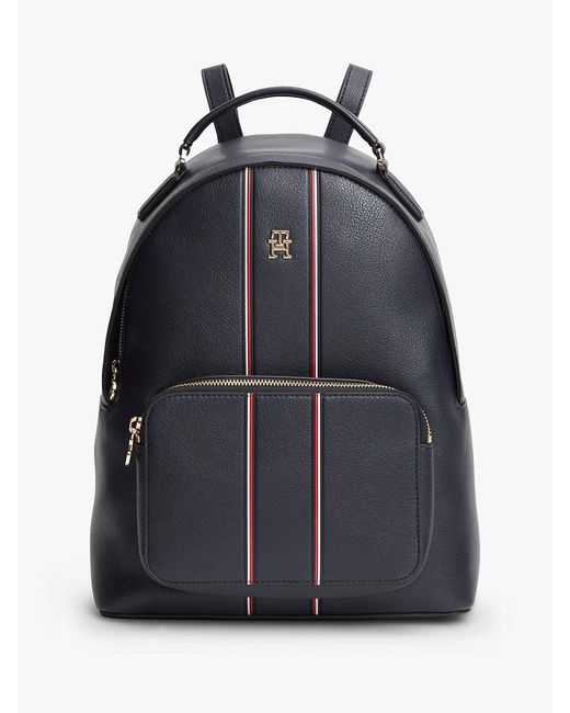 Tommy Hilfiger Blue Signature Pebble Grain Dome Backpack