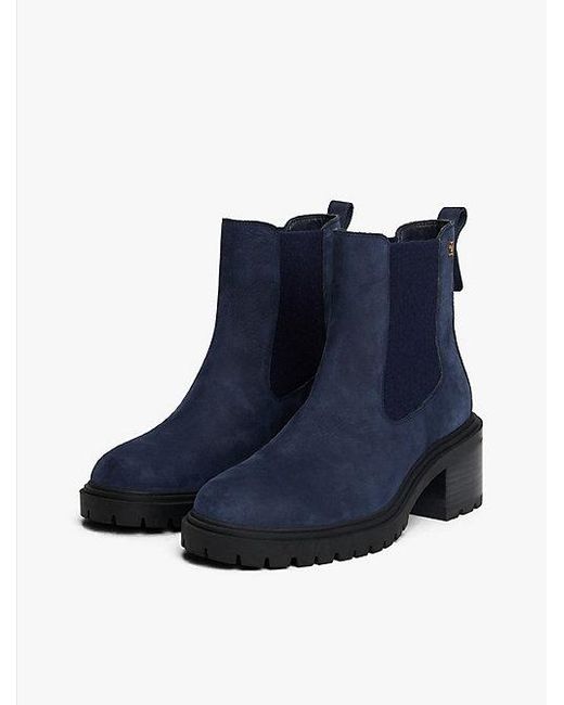 Botines Chelsea Con Tacón Ancho Tommy Hilfiger de color Blue
