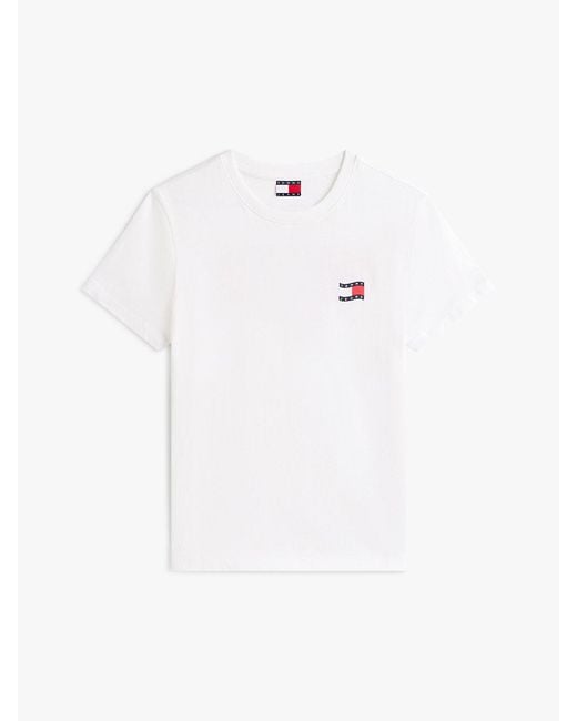 Tommy Hilfiger White Wavy Flag Back Logo Jersey T-Shirt