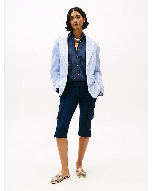 Tommy Hilfiger The Runway Collection Slim Cropped Cargobroek in het Blue