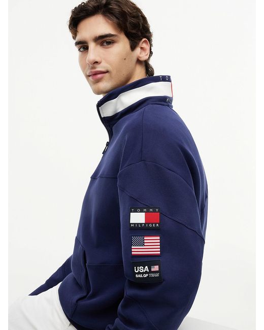 Tommy Hilfiger Blue Tommy X U.s. Sail Gp Team Quarter-zip Sweatshirt