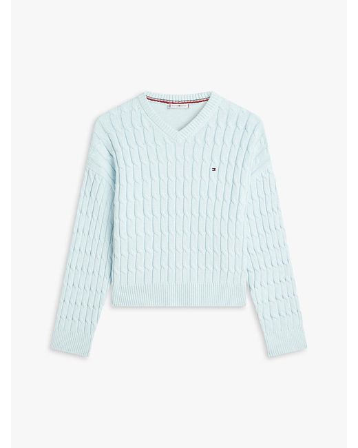 Tommy Hilfiger Blue Cable Knit Relaxed Jumper