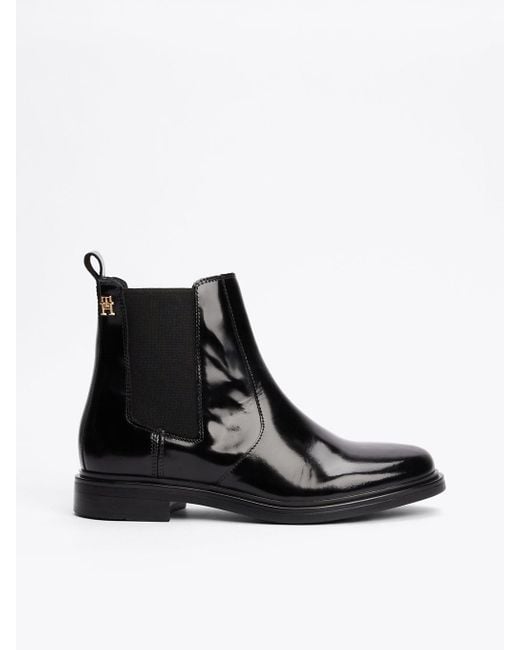 tommy hilfiger black patent boots