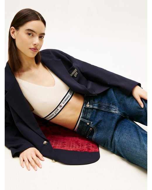 Tommy Hilfiger Blue Tommy Girl Logo Oversized Fit Jersey Blazer