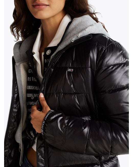 Tommy Hilfiger Blue High-shine Puffer Jacket