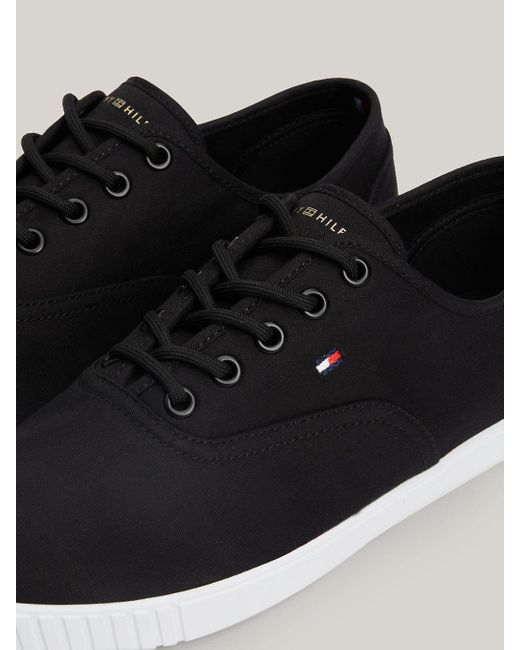 Tommy Hilfiger Black Essential Flag Embroidery Canvas Trainers