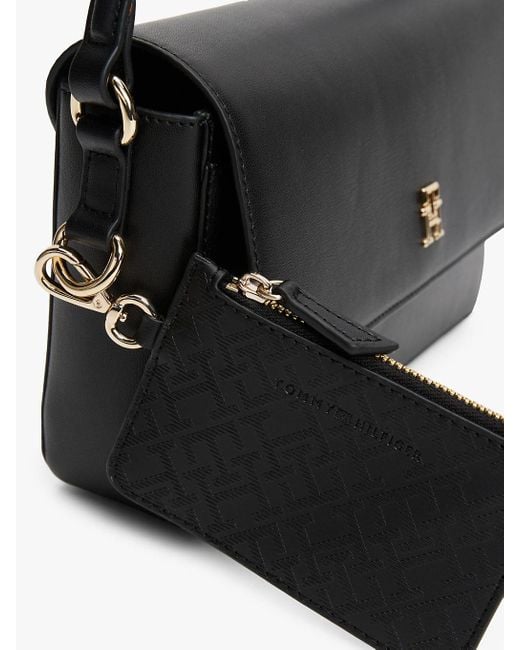 Sac Bandoulière À Monogramme Th Convertible Tommy Hilfiger en coloris Black