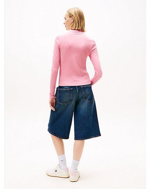 Tommy Hilfiger Longsleeve Top Met Opstaande Hals in het Red