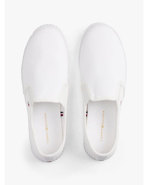 Baskets Slip-On En Toile Tommy Hilfiger en coloris White