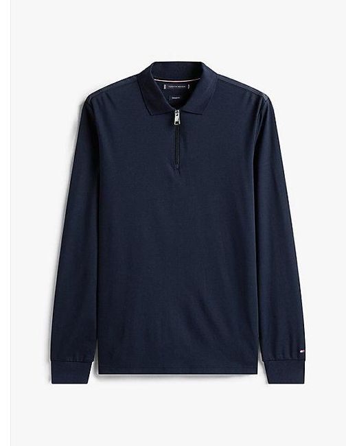 Tommy Hilfiger Regular Fit Langarm-Poloshirt in Blue für Herren