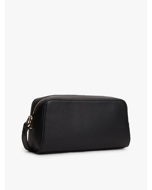 Tommy Hilfiger Black Th Monogram Textured Crossbody Camera Bag