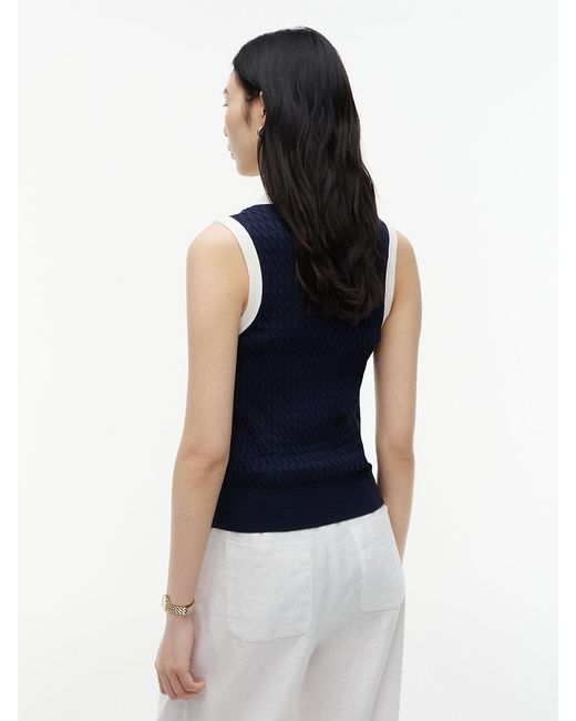 Tommy Hilfiger Blue Cable Knit Slim Sleeveless Polo Jumper