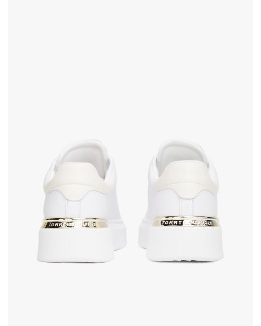 Baskets En Cuir À Monogramme Th Tommy Hilfiger en coloris White
