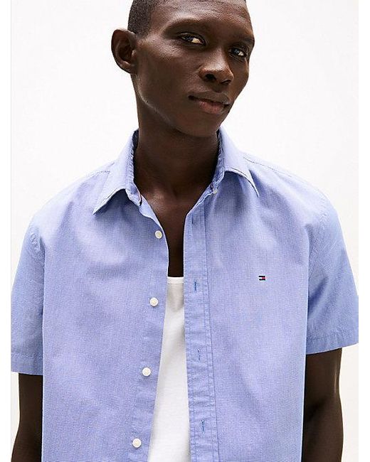 Tommy Hilfiger Th Flex Poplin Overhemd Met Pied-De-Poule-Ruit in het Blue voor heren