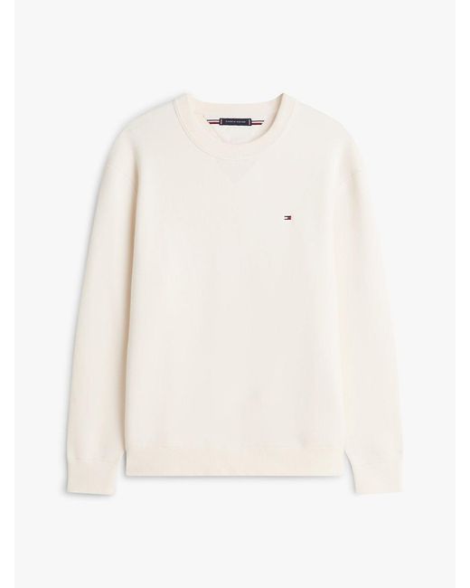 Tommy Hilfiger White Flag Embroidery Crew Neck Relaxed Jumper for men