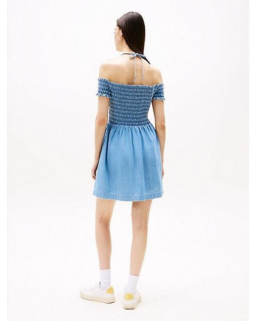 Tommy Hilfiger Blue Fit-And-Flare-Minikleid Aus Chambray