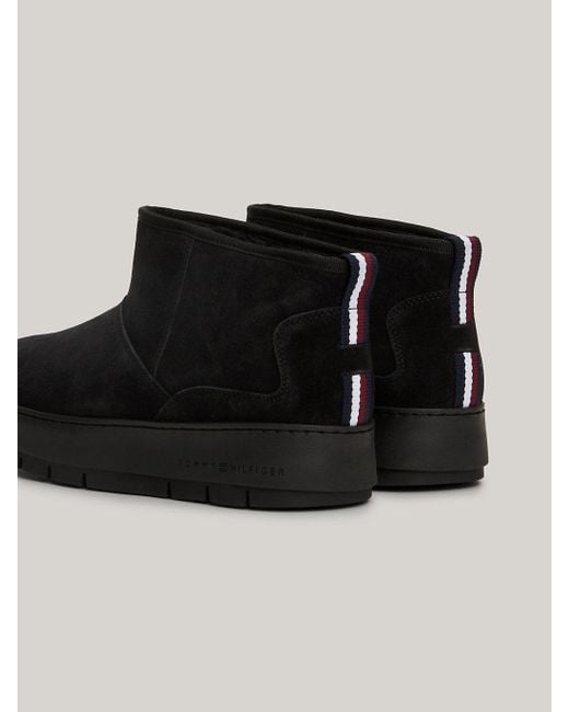 Tommy Hilfiger Black Warm Lined Suede Low Snow Boots