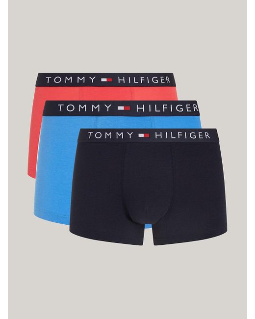 Tommy Hilfiger Blue 3-pack Th Original Logo Waistband Trunks for men
