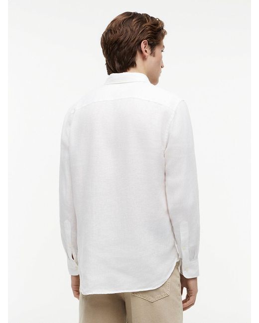 Tommy Hilfiger White Regular Fit Washed Pure Linen Shirt for men