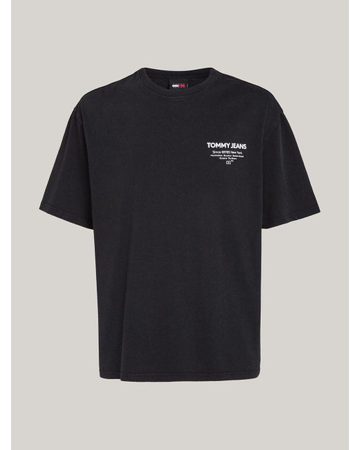 T-shirt Essential teint en plongée à logo Tommy Hilfiger pour homme en coloris Black