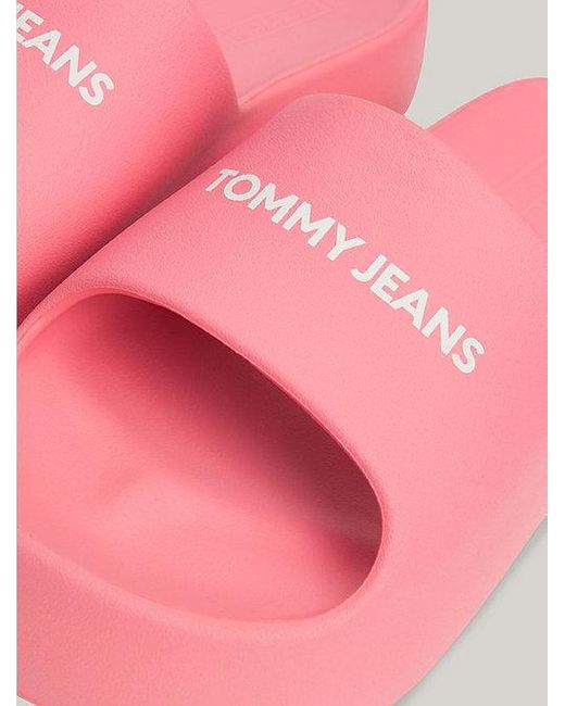 Tommy Hilfiger Chunky Platformbadslipper in het Pink