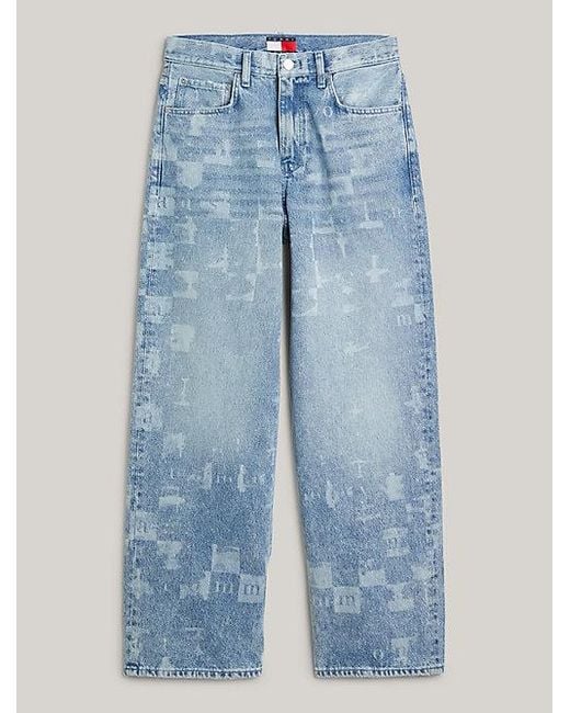 Tommy Hilfiger Genderneutrale Jeans mit weitem Bein und gelasertem Print in Blue für Herren