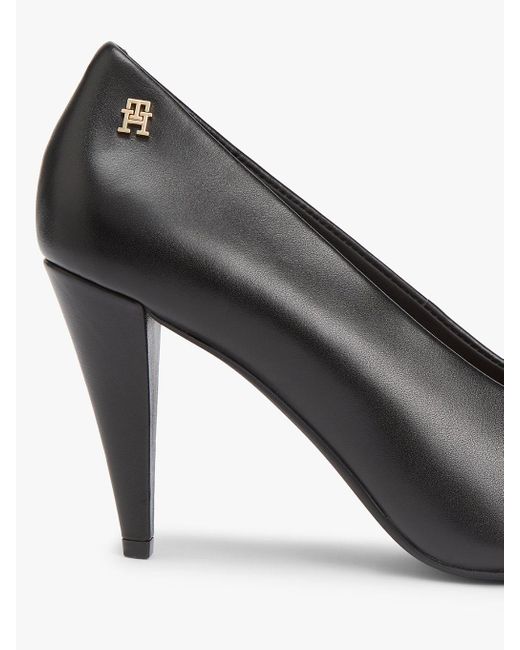Tommy Hilfiger White Leather Th Monogram High Heels