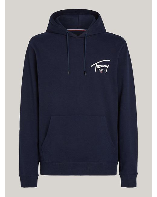 Tommy Hilfiger Blue Graphic Signature Logo Hoody for men