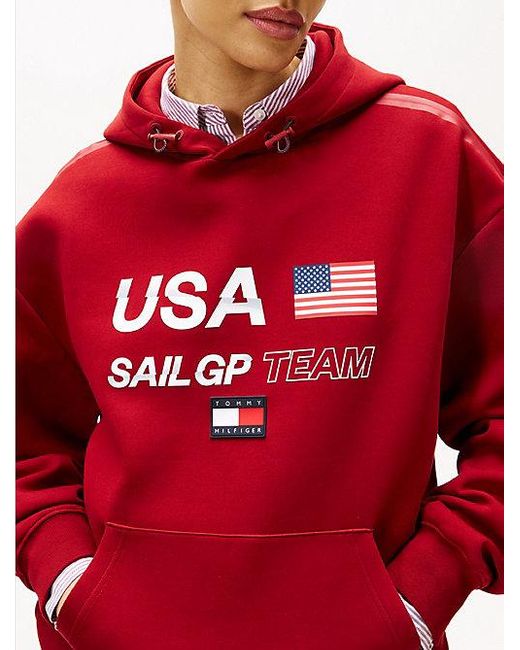 Tommy Hilfiger Tommy X U.S. Sail Gp Team Interlock Hoodie in het Red voor heren