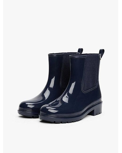 Tommy Hilfiger Glanzend Enkellaarsje Met Profielzool in het Blue