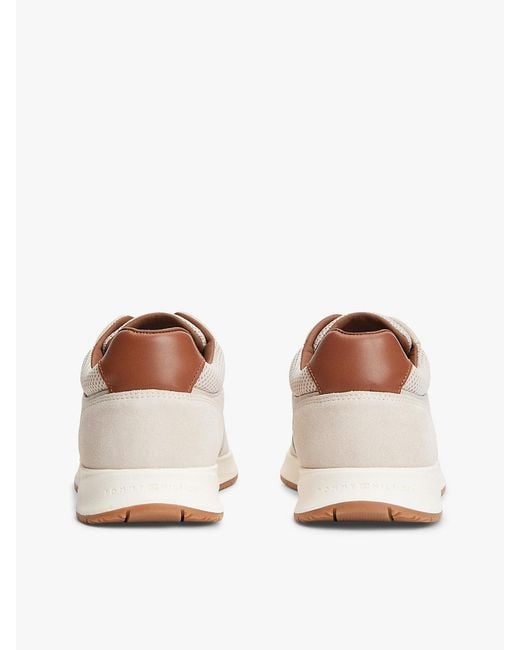 Tommy Hilfiger White Suede Mixed Texture Trainers for men