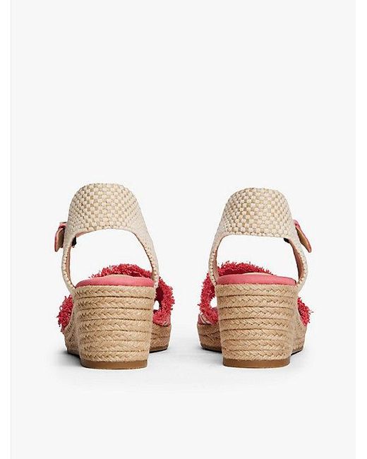 Tommy Hilfiger Canvas Sandaal Met Sleehak En Franjes in het Pink