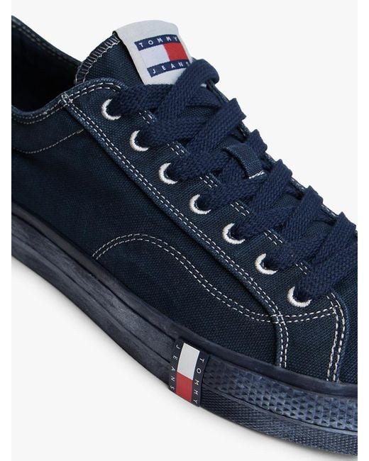 Tommy Hilfiger Blue Archive Flag Stripe Washed Canvas Trainers for men