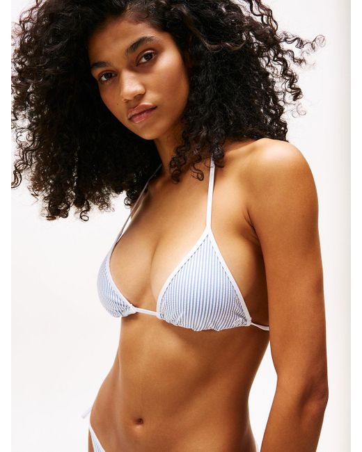 Haut De Bikini Triangle À Texture Côtelée Tommy Hilfiger en coloris Gray