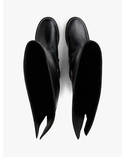 Tommy Hilfiger Leren Overknee Laars Met Horsebit in het Black