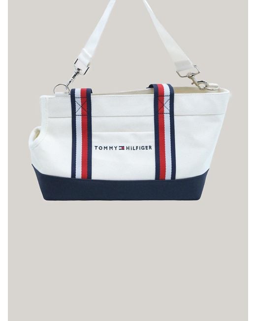 Tommy Hilfiger Blue Dog Signature Tape Handle Canvas Tote