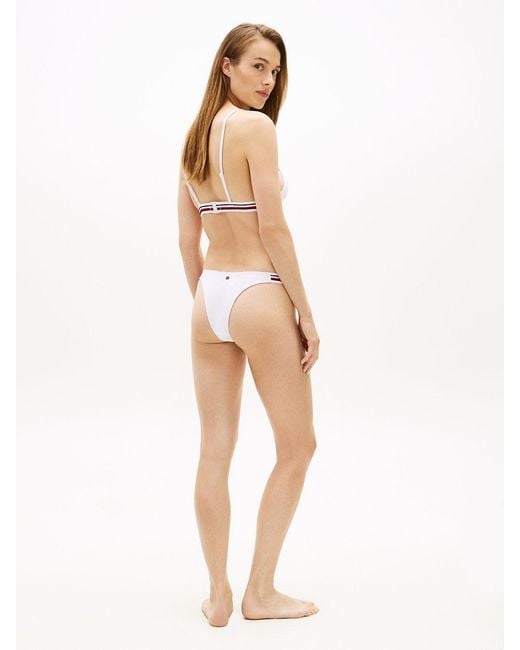 Tommy Hilfiger White Global Stripe Triangle Bikini Top
