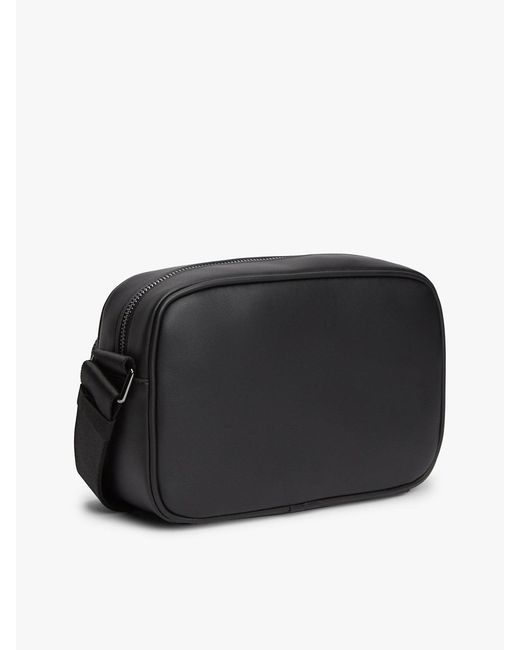 Tommy Hilfiger Black Woven Panel Crossbody Camera Bag for men