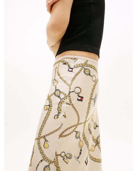 Tommy Hilfiger Metallic Chain Print Slim Maxi Skirt