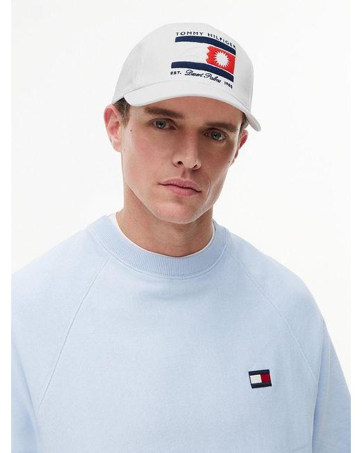 Tommy Hilfiger White Graphic Embroidery Six-Panel Baseball Cap for men