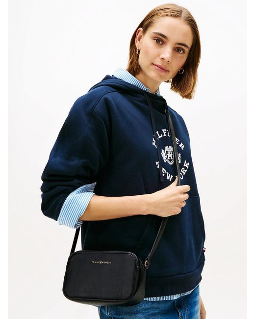 Tommy Hilfiger Black Metallic Logo Crossbody Camera Bag