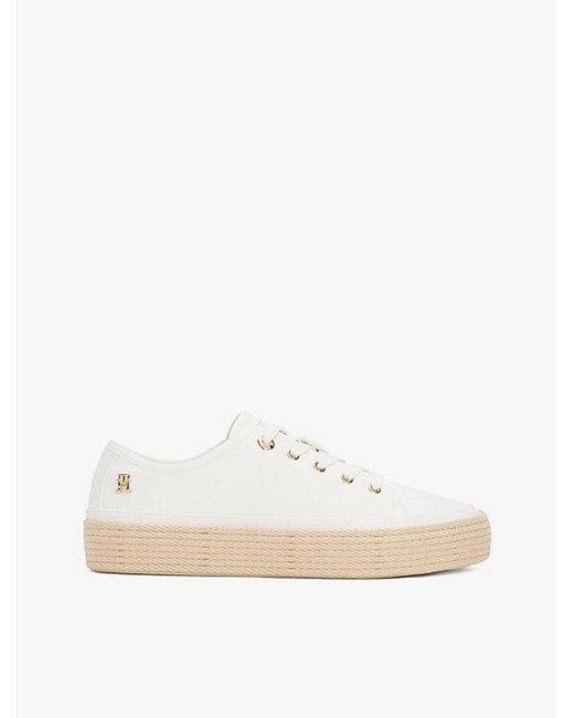 Tommy Hilfiger White Sneaker Aus Canvas Mit Th-Monogramm