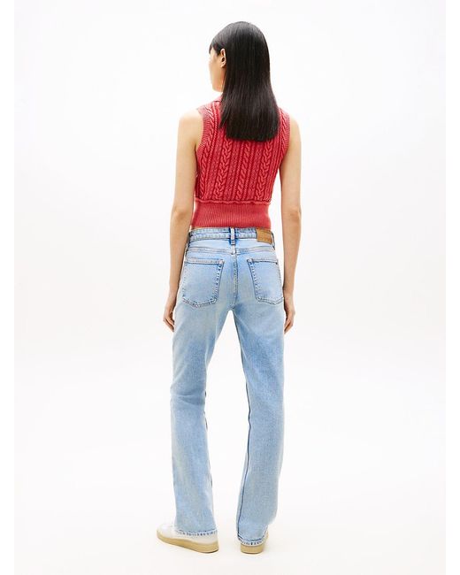 Tommy Hilfiger Red Faded Mid Rise Bootcut Jeans