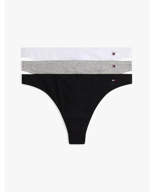 Lot De 3 Strings À Fil Métallisé Tommy Hilfiger en coloris Black