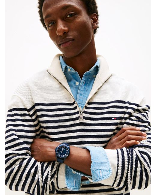 Tommy Hilfiger Blue Th Monogram Navy Strap Watch for men