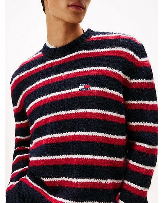 Tommy Hilfiger Gestreepte Trui Met Alpaca En Tommy-Badge in het Blue voor heren